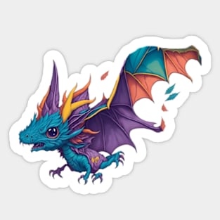 The flight of the colorful fantasy dragons Sticker